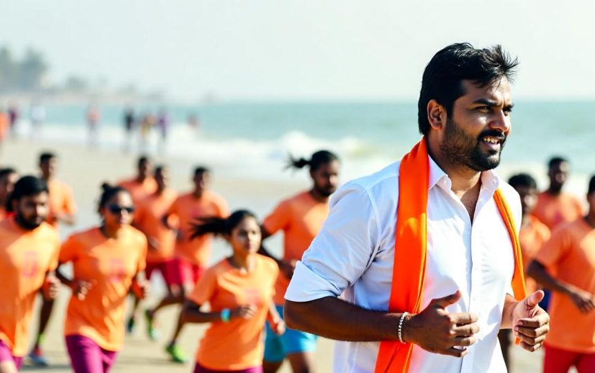 Watch: Tamil Nadu CM Vijay joins thousands in anti-drug awareness run at Chennai’s Marina Beach