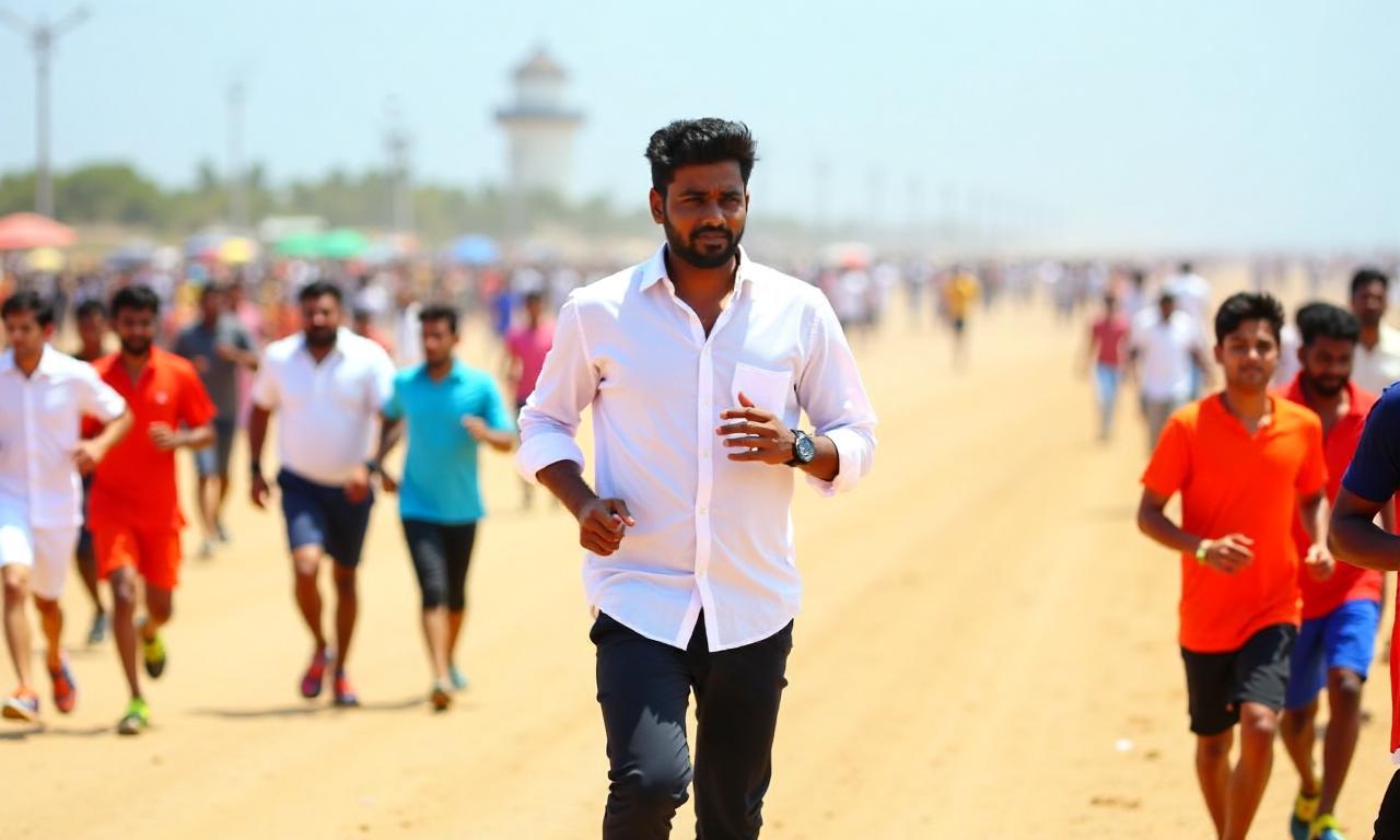 Watch: Tamil Nadu CM Vijay joins thousands in anti-drug awareness run at Chennai’s Marina Beach