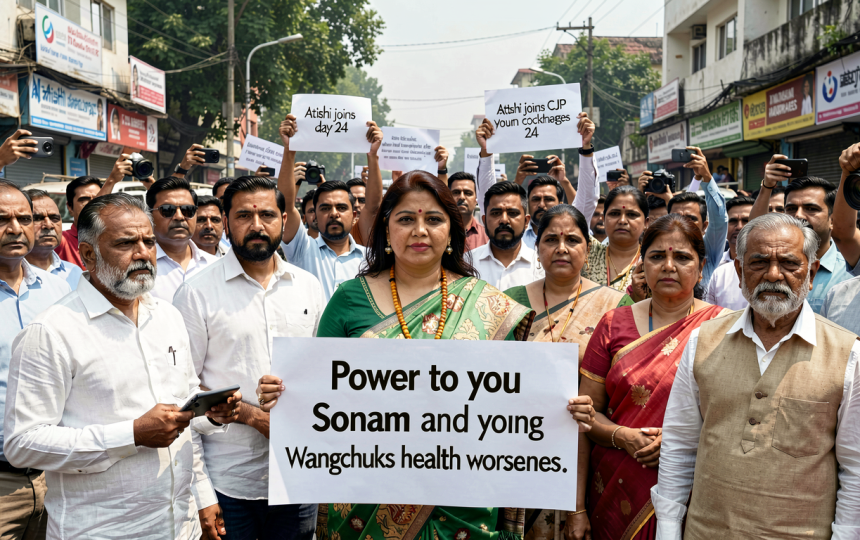 ‘Power to you Sonam and young cockroaches’: Atishi joins CJP protest on day 24 as Wangchuk’s health worsens