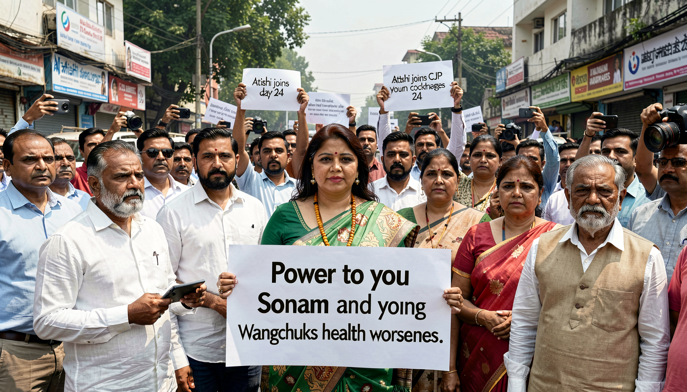 ‘Power to you Sonam and young cockroaches’: Atishi joins CJP protest on day 24 as Wangchuk’s health worsens