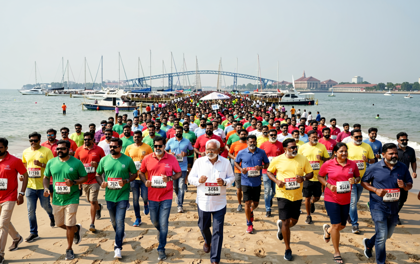 Watch: Tamil Nadu CM Vijay joins thousands in anti-drug awareness run at Chennai’s Marina Beach