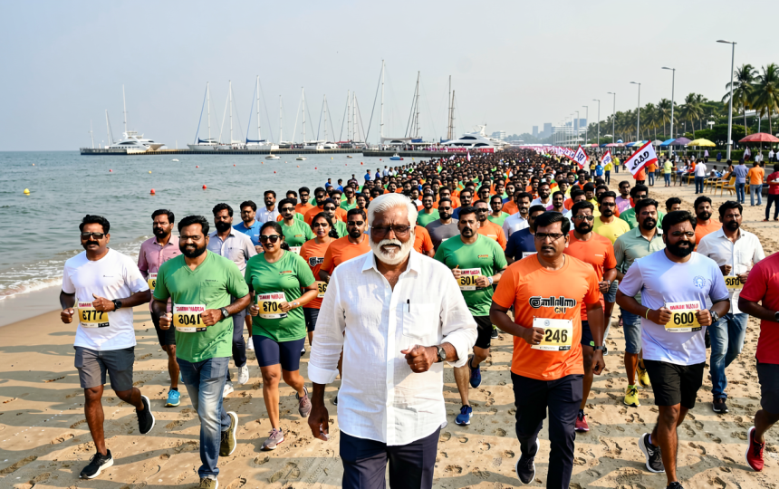 Watch: Tamil Nadu CM Vijay joins thousands in anti-drug awareness run at Chennai’s Marina Beach