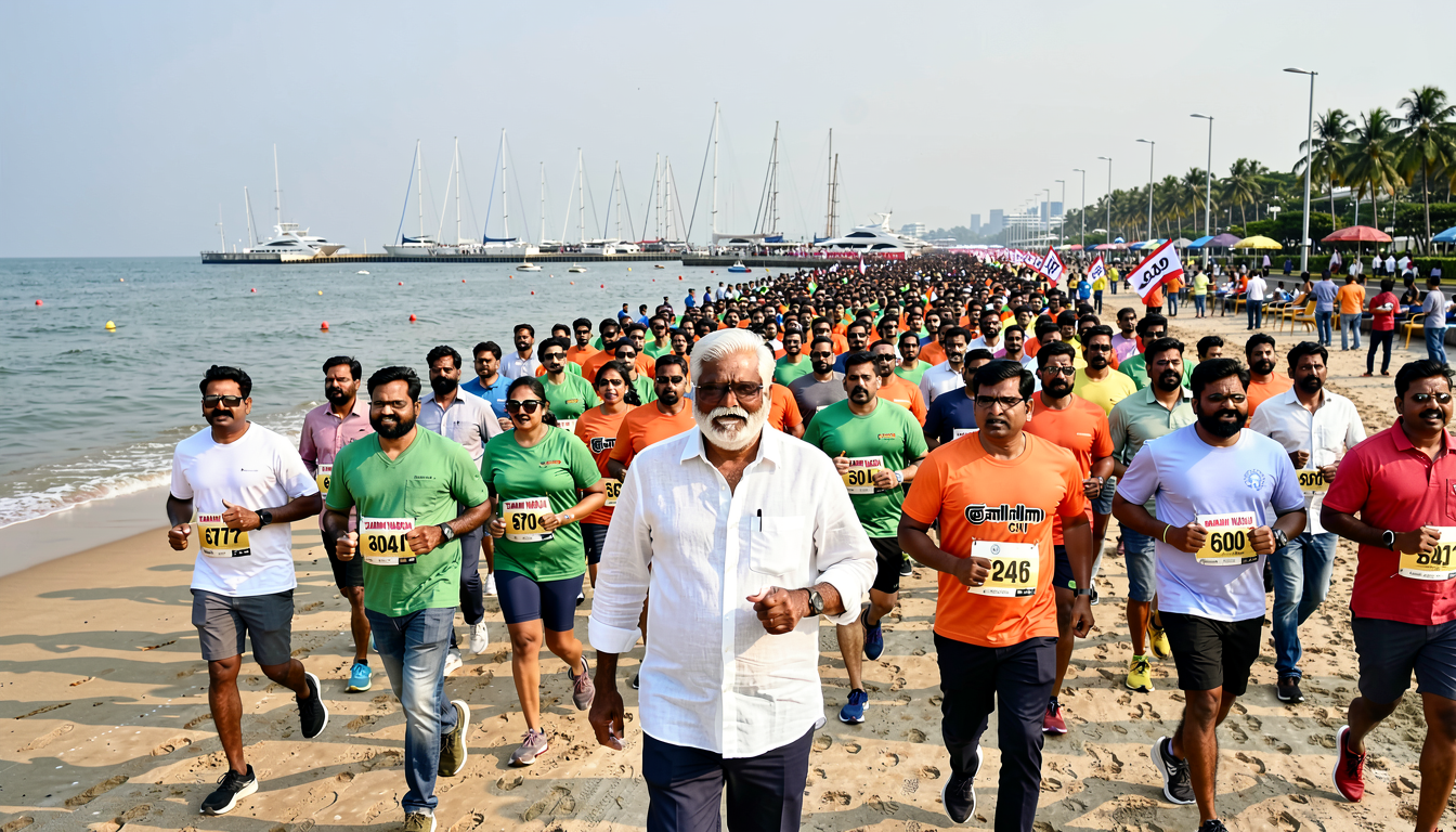 Watch: Tamil Nadu CM Vijay joins thousands in anti-drug awareness run at Chennai’s Marina Beach