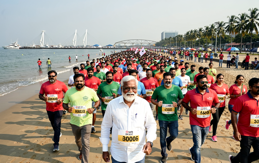 Watch: Tamil Nadu CM Vijay joins thousands in anti-drug awareness run at Chennai’s Marina Beach