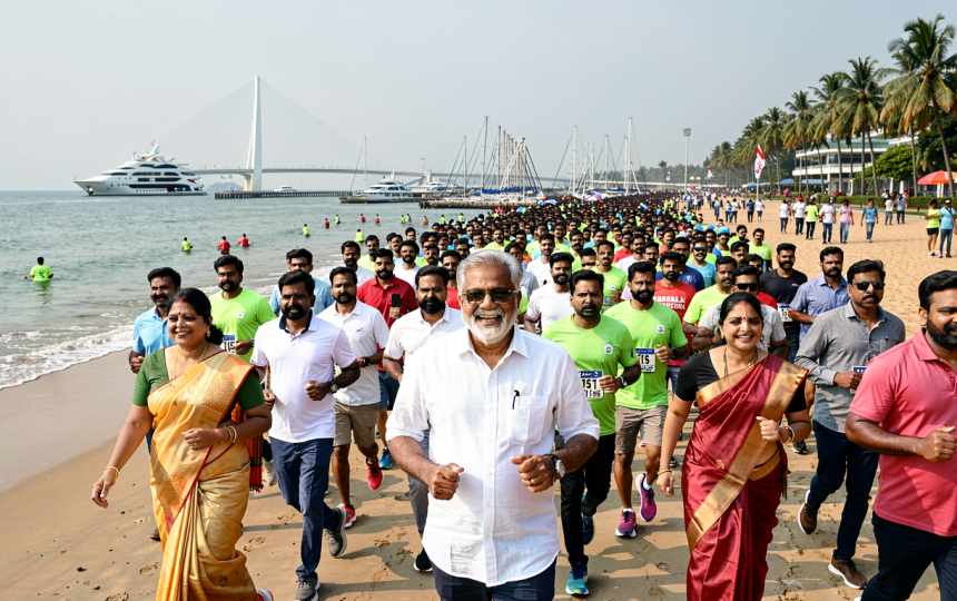Watch: Tamil Nadu CM Vijay joins thousands in anti-drug awareness run at Chennai’s Marina Beach