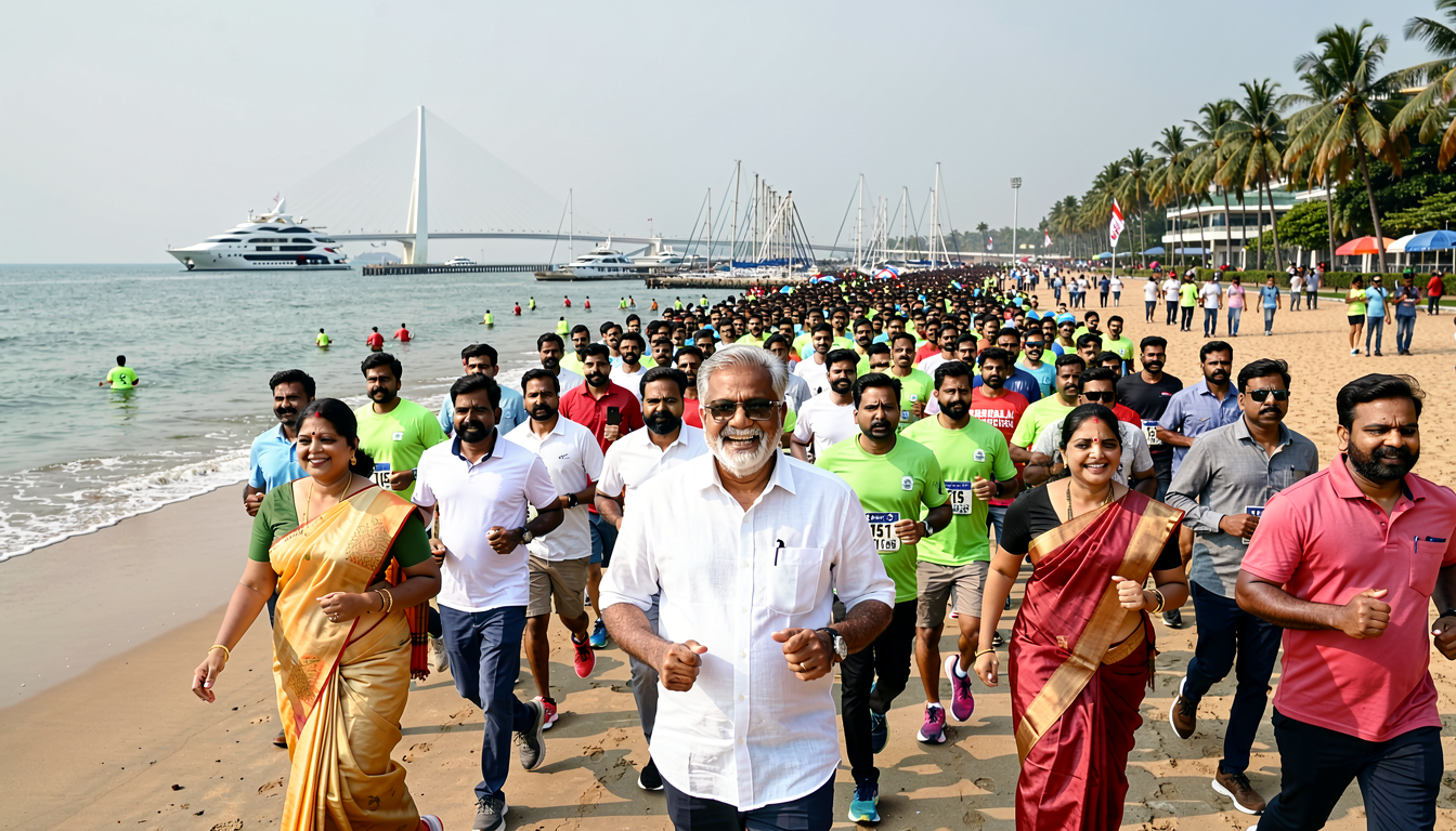 Watch: Tamil Nadu CM Vijay joins thousands in anti-drug awareness run at Chennai’s Marina Beach