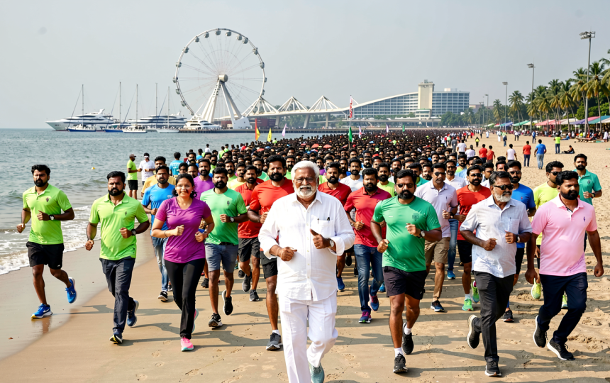Watch: Tamil Nadu CM Vijay joins thousands in anti-drug awareness run at Chennai’s Marina Beach