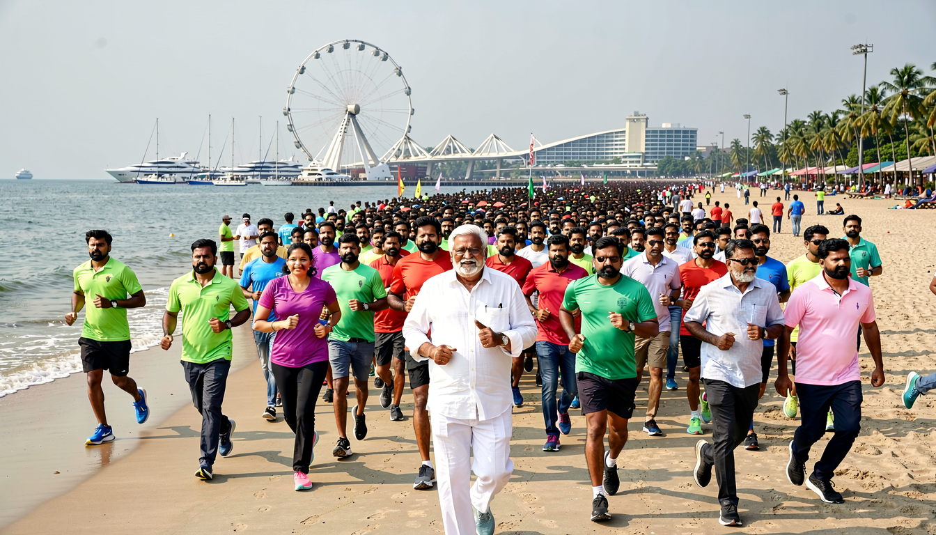 Watch: Tamil Nadu CM Vijay joins thousands in anti-drug awareness run at Chennai’s Marina Beach