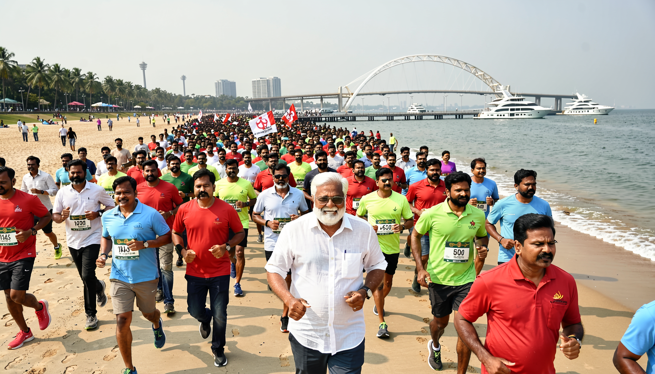 Watch: Tamil Nadu CM Vijay joins thousands in anti-drug awareness run at Chennai’s Marina Beach