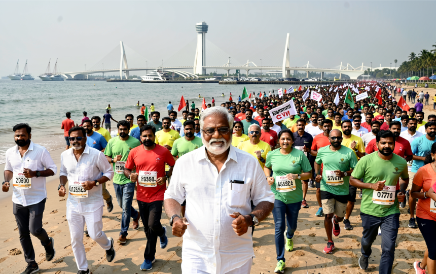 Watch: Tamil Nadu CM Vijay joins thousands in anti-drug awareness run at Chennai’s Marina Beach