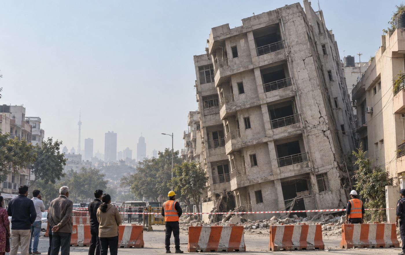 Delhi building evacuated after sudden tilt, owner asked to demolish structure